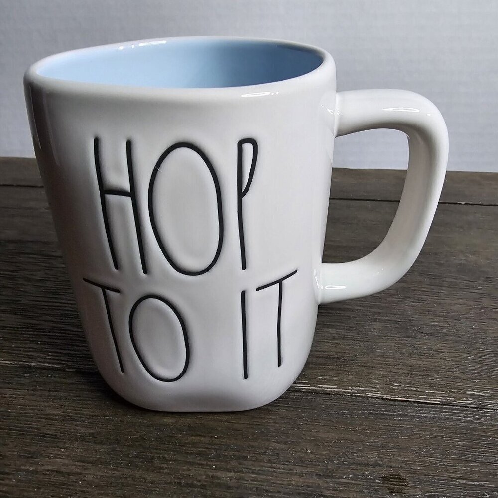 NWT Rae Dunn Artisan Hop To It Easter Mug Blue Interior Farmhouse 2021